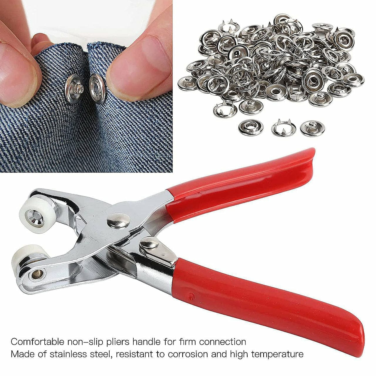 Tich Button Machine Plier Metal Mody With 50 Button - Button Size 16