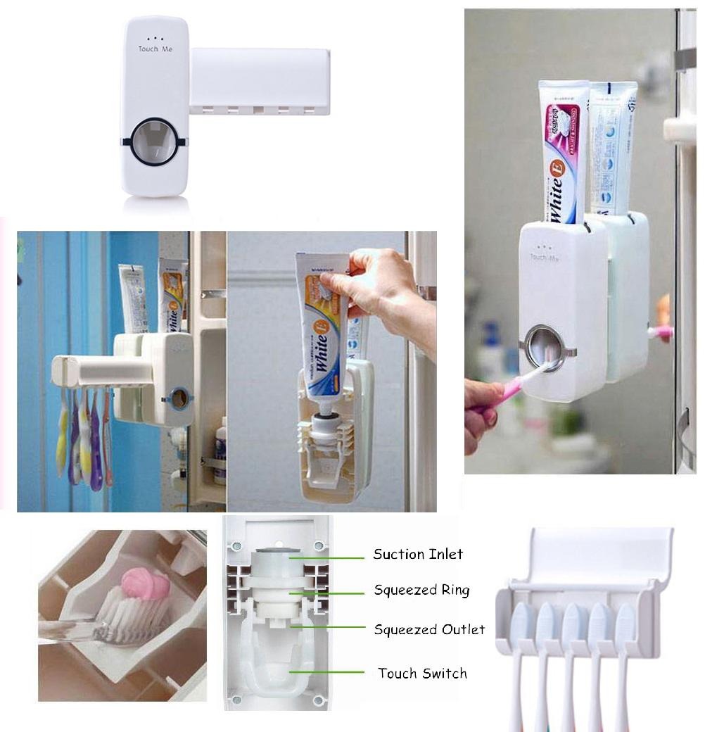 Automatic Toothpaste Dispenser With Toothbrush Holder